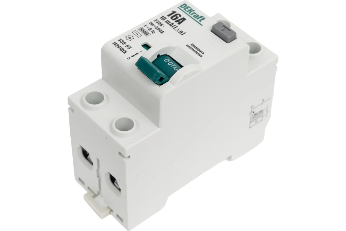 Выключатель дифференциального тока DEK УЗО-03 2P 16А 10мА тип AC — изображение 2