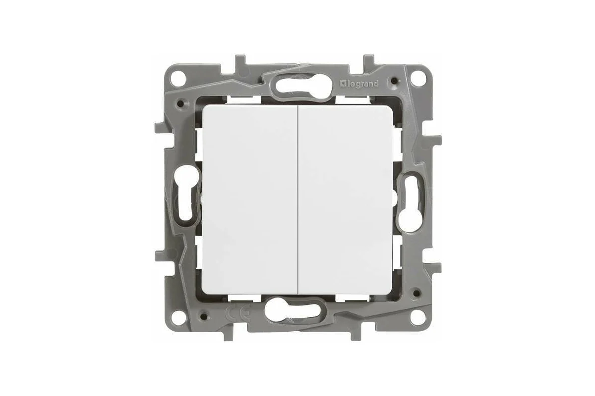 Переключатель двухклавишный Legrand Etika 10А автоматический белого цвета