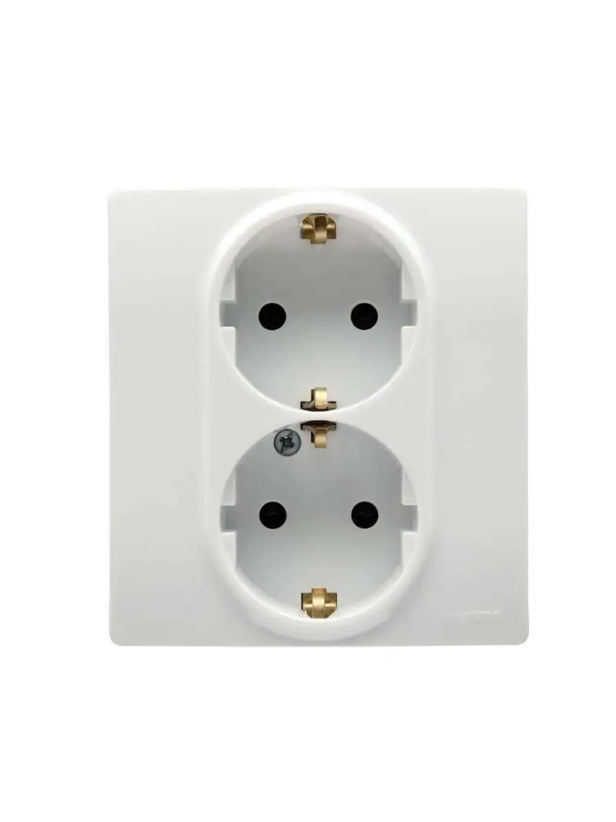 Двойная розетка Legrand Etika с заземлением и шторками 16А 250В, белого цвета