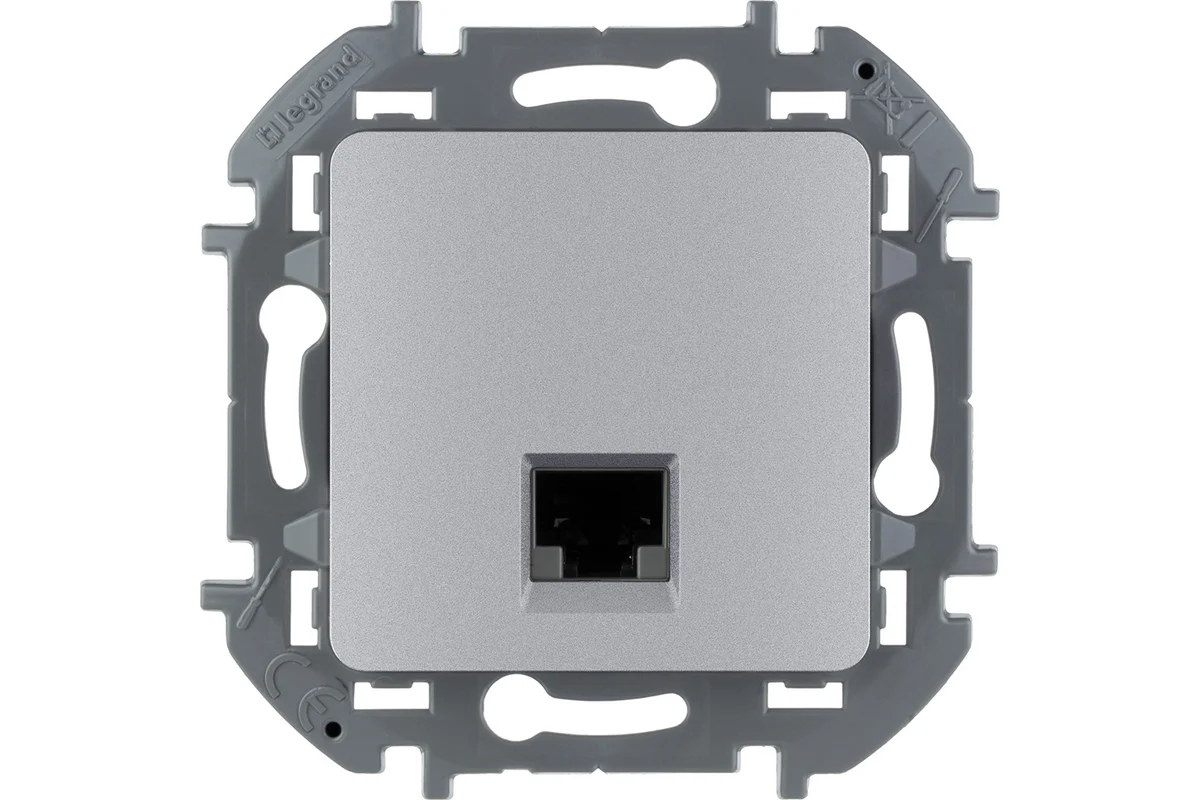 Сетевая розетка RJ45 Cat6 UTP Legrand INSPIRIA, цвет алюминий