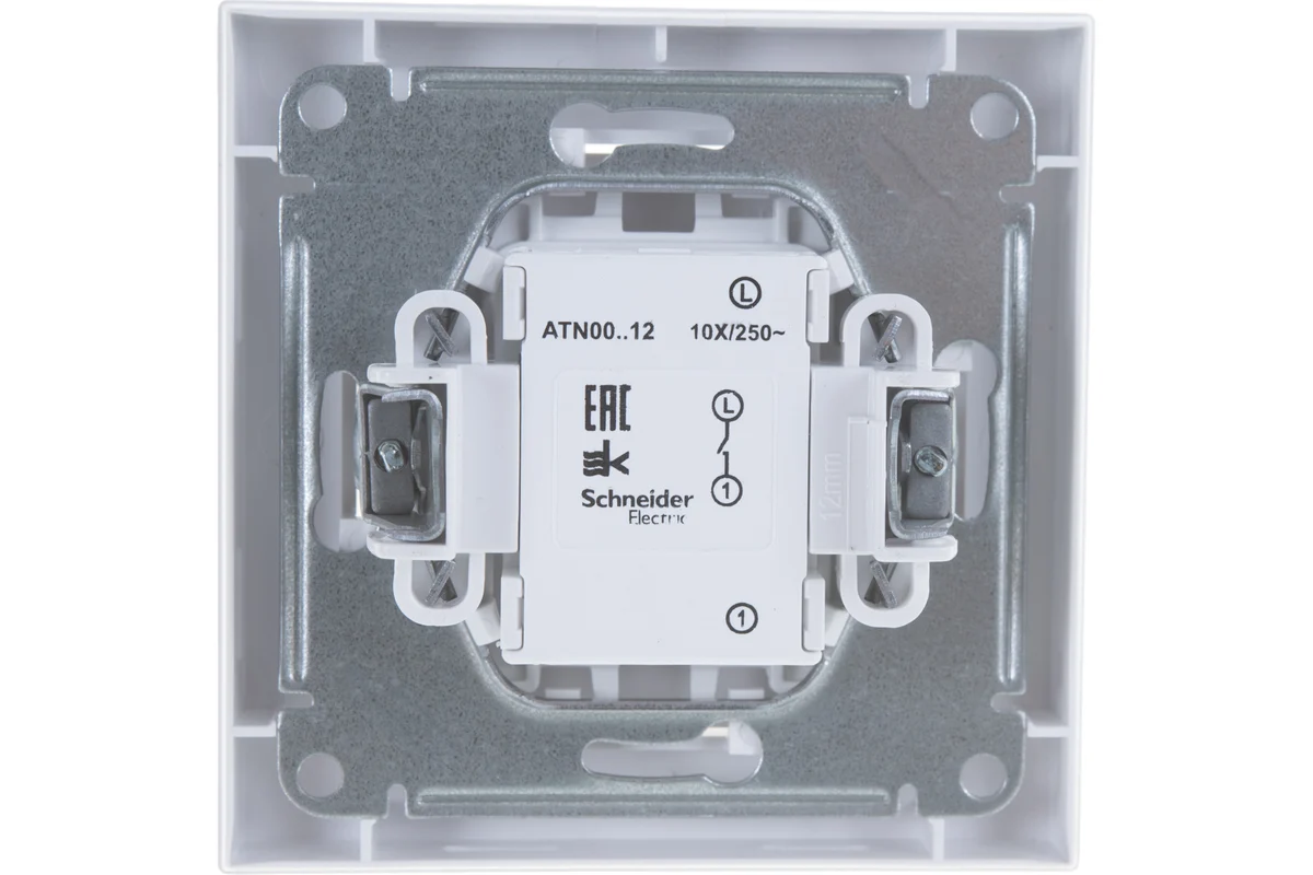 Выключатель одноклавишный AtlasDesign, схема 1, 10AX, в сборе, цвет белый — изображение 2