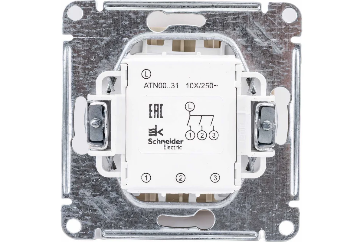 Выключатель трёхклавишный AtlasDesign, схема 1+1+1, 10AX, механизм, цвет бежевый — изображение 2