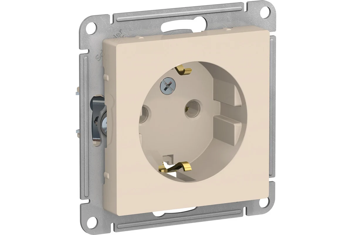 Розетка AtlasDesign 16А, с заземлением, механизм, цвет бежевый