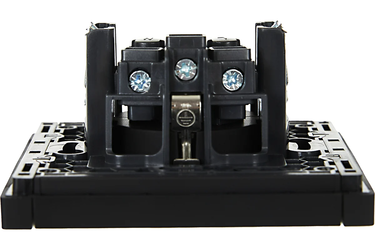 Розетка 1-местная FORTEPIANO 16А с заземлением, без шторок, винтовой зажим, цвет Черный (FP116) — изображение 3