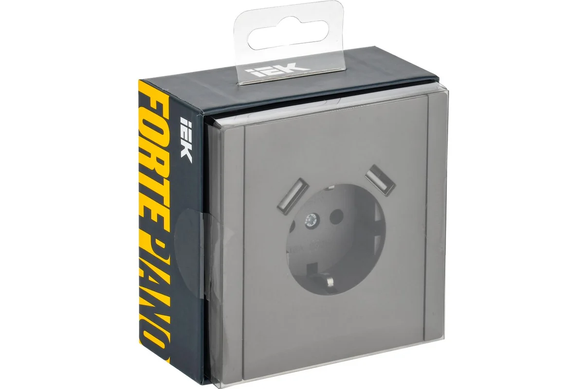 Розетка FORTEPIANO 16А с 2xUSB (Type A+C) 3.1А, с заземлением и шторками, цвет Сталь (FP545) — изображение 4