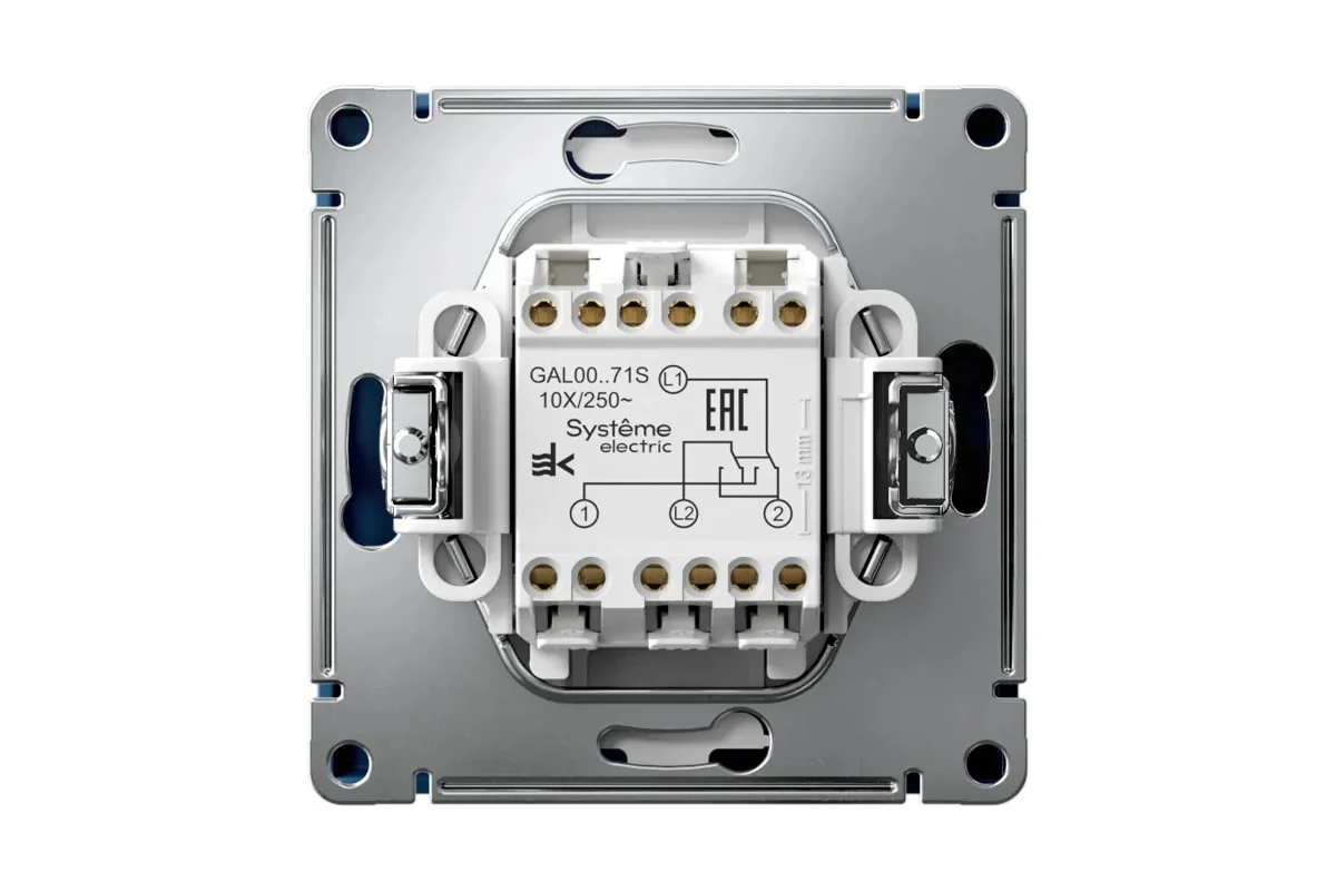 Переключатель перекрёстный ArtGallery, схема 7, 10AX, механизм, цвет аквамарин — изображение 3